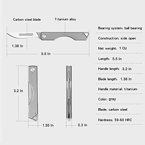 edcfans Titanium Folding Pocket Knife, Skinning Knives for Outdoor...