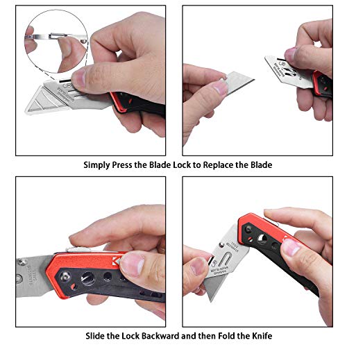 Folding Pocket Utility Knife Heavy Duty Box Cutter with Flat Head ...