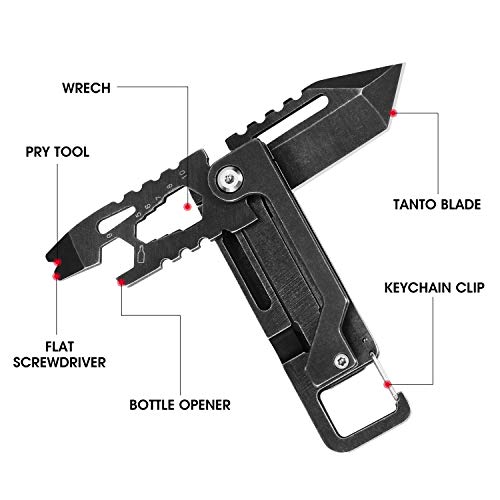Keychain Pocket Knife/Small Tanto Folding Knives with Clip, Multit...