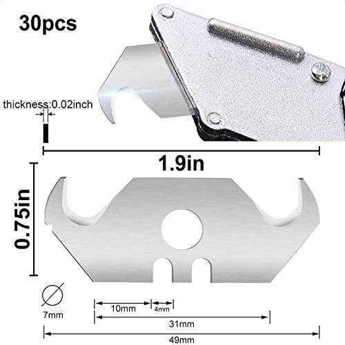 Utility Knife Blades Hooks Carpet Hook,30Pcs Steel Razor Blade Kni...
