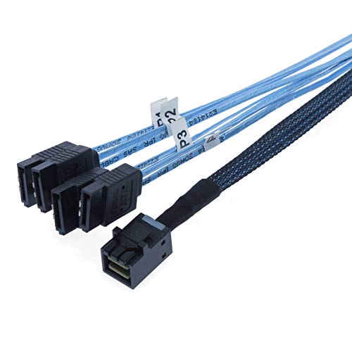EDIMS Internal HD Mini SAS SFF-8643 to 4 SATA Forward Breakout Cab...