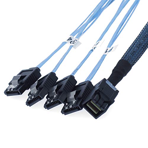 EDIMS Internal HD Mini SAS SFF-8643 to 4 SATA Forward Breakout Cab...