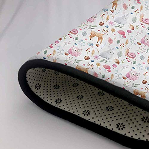 Polyester Rubber Door Mats Nursery,Cute Animals Deer Snail Owl and...