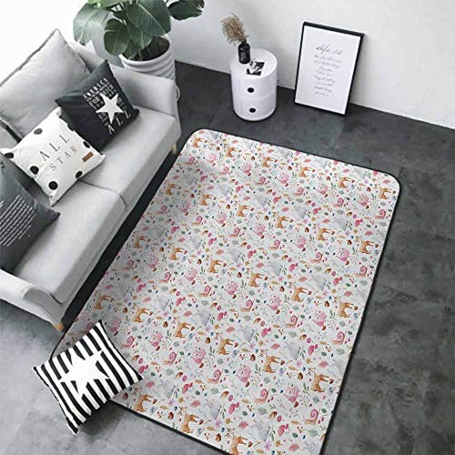 Polyester Rubber Door Mats Nursery,Cute Animals Deer Snail Owl and...