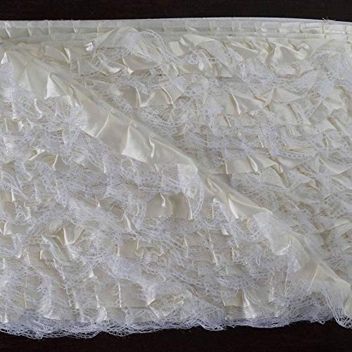 Efavormart 25 Yard Ruffle Lace Trim with Satin Fabric for Dress Cr...
