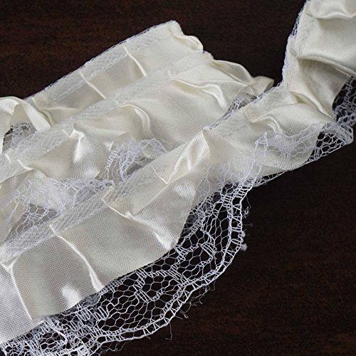 Efavormart 25 Yard Ruffle Lace Trim with Satin Fabric for Dress Cr...