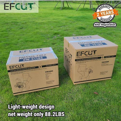 EFCUT C30 Mini Wood Chipper Shredder Mulcher, 7 HP 212cc Gasoline ...