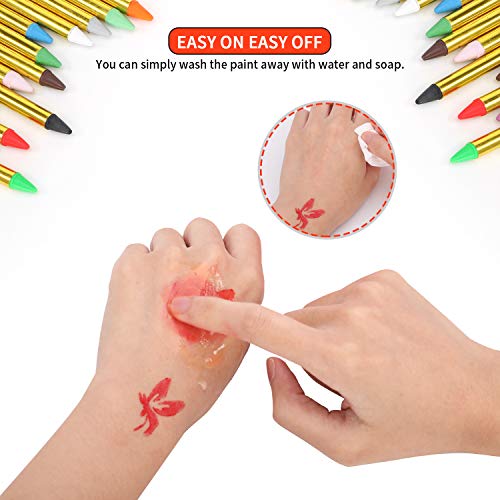 Face Paint Crayons for Kids, 36 Makeup Sticks & 36 Stencils, Profe...