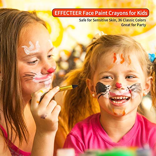 Face Paint Crayons for Kids, 36 Makeup Sticks & 36 Stencils, Profe...