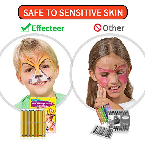 Face Paint Crayons for Kids, 36 Makeup Sticks & 36 Stencils, Profe...
