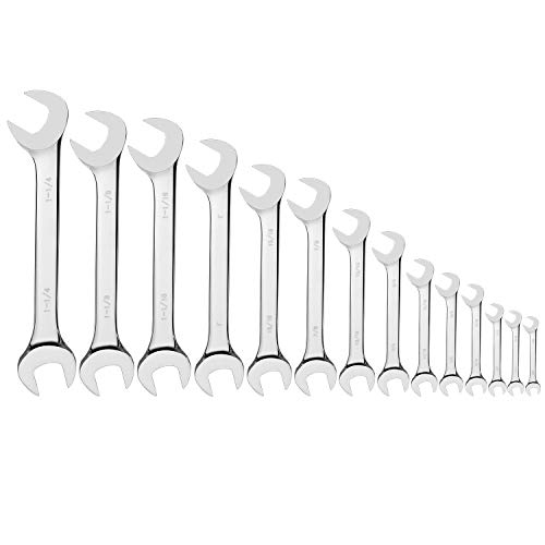 14-Piece Premium Angle Head Open End Wrench Set, Chrome Vanadium S...