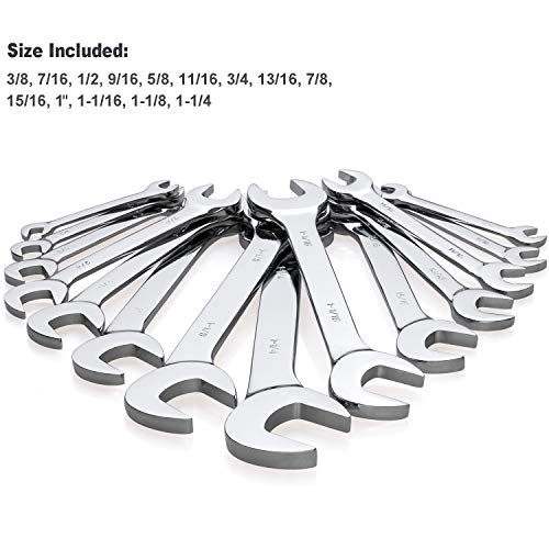 14-Piece Premium Angle Head Open End Wrench Set, Chrome Vanadium S...