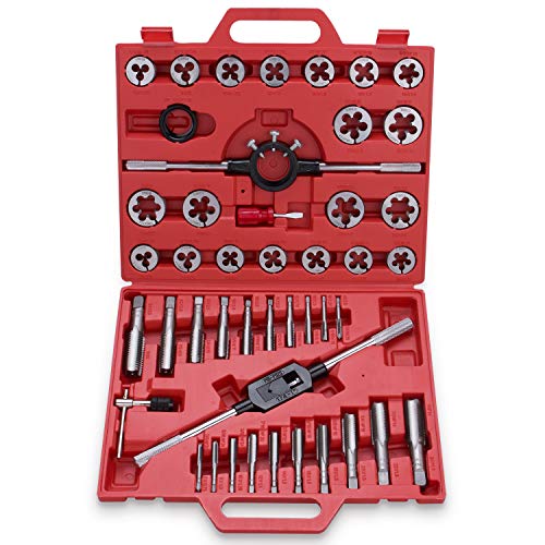 45-Piece Premium Large Size Tap and Die Set - SAE 1/4, 5/16, 3/8, ...