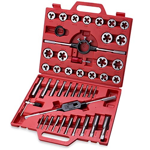 45-Piece Premium Large Size Tap and Die Set - SAE 1/4, 5/16, 3/8, ...