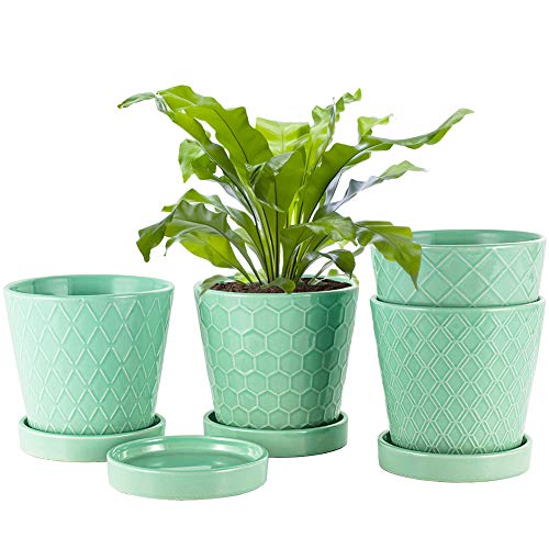 EFISPSS Flower Planter –5”inch Ceramic Plant Pots with Drainage Ho...