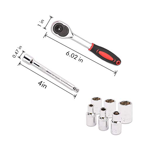 Egofine 12pcs 1/4 Inch Ratchet Socket Wrench Set, Drive Socket Set...