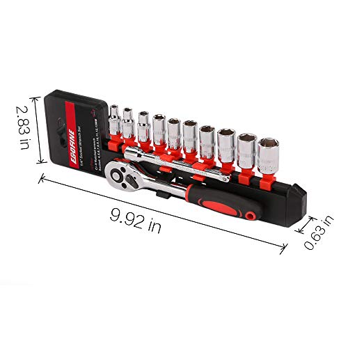 Egofine 12pcs 1/4 Inch Ratchet Socket Wrench Set, Drive Socket Set...