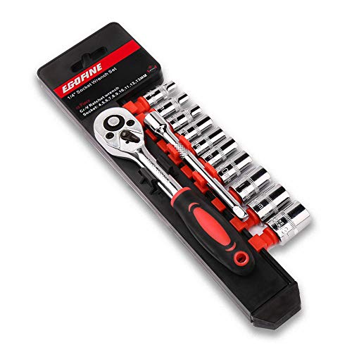 Egofine 12pcs 1/4 Inch Ratchet Socket Wrench Set, Drive Socket Set...