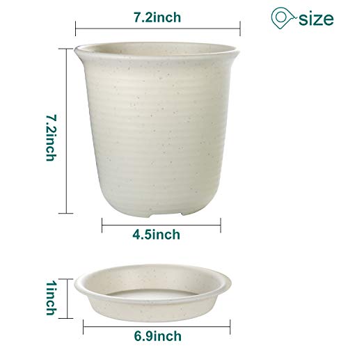 EHWINE 7.2 Inch Plastic Flower Pots, 8 Pack Indoor Plant Pots with...