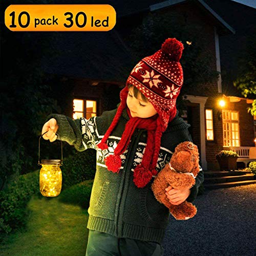 EiGreen Mason Lights Solar Mason Jar Solar Lantern Lights, 10 Pack...