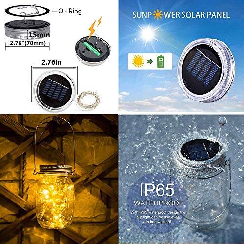 EiGreen Mason Lights Solar Mason Jar Solar Lantern Lights, 10 Pack...