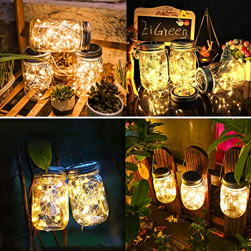 EiGreen Mason Lights Solar Mason Jar Solar Lantern Lights, 10 Pack...
