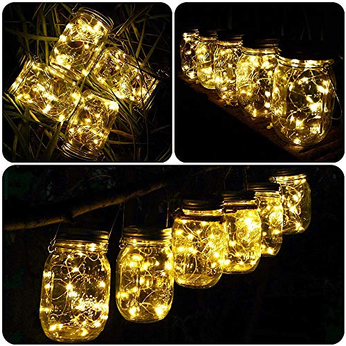 EiGreen Mason Lights Solar Mason Jar Solar Lantern Lights, 10 Pack...
