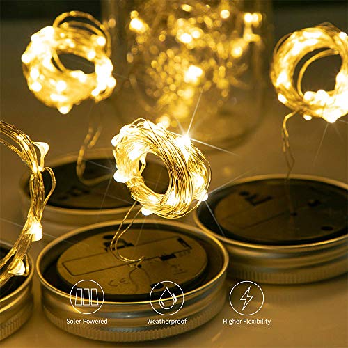EiGreen Mason Lights Solar Mason Jar Solar Lantern Lights, 10 Pack...