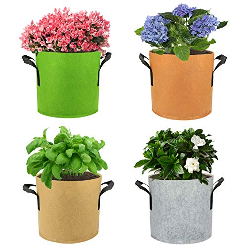 EIIORPO Plant Bags 4 Pack Colorful Mix ,Durable Grow Bags 3/5/7/10...