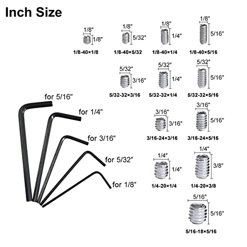 EilxMag 830pcs Metric + Standard SAE Allen Head Socket Hex Grub Sc...