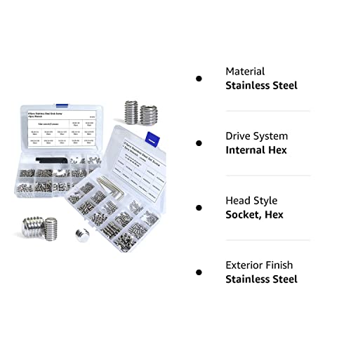 EilxMag 830pcs Metric + Standard SAE Allen Head Socket Hex Grub Sc...