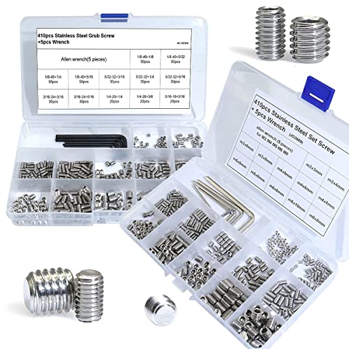 EilxMag 830pcs Metric + Standard SAE Allen Head Socket Hex Grub Sc...