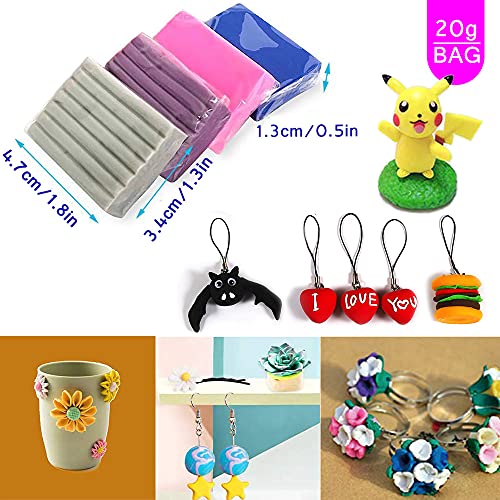 Polymer Clay Kit, Oven Bake, 24 Colors Soft Baking Clay Block with...