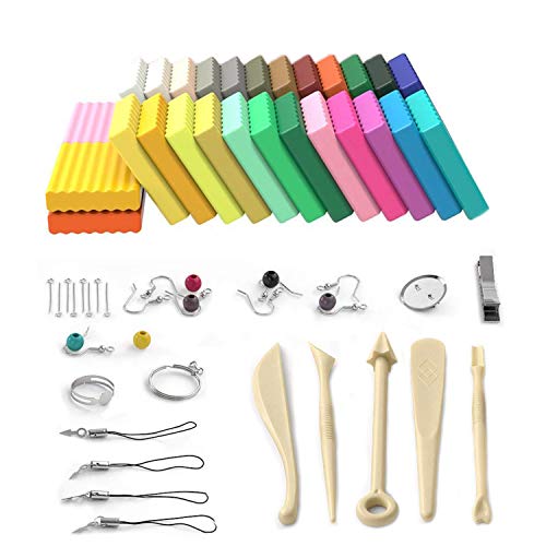 Polymer Clay Kit, Oven Bake, 24 Colors Soft Baking Clay Block with...