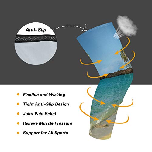 Knee Sleeve Hawaii Beach Waves Full Leg Brace Compression Long Sle...