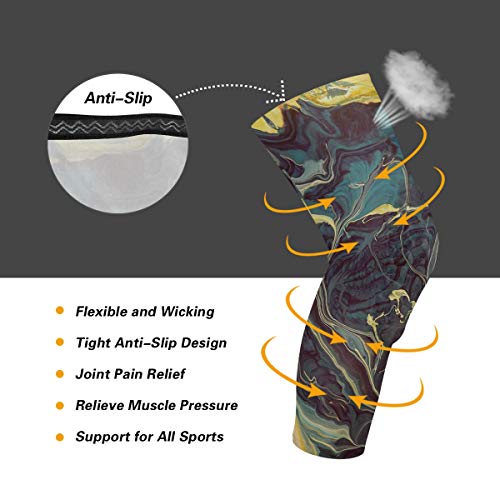 Knee Sleeve Marvellous Watercolor Liquid Marble Full Leg Brace Com...