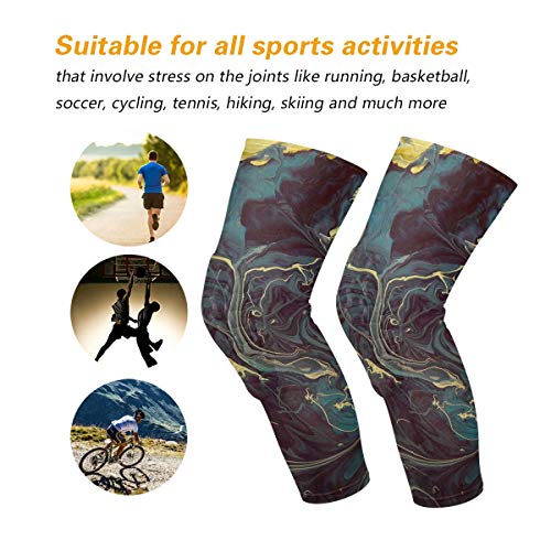 Knee Sleeve Marvellous Watercolor Liquid Marble Full Leg Brace Com...