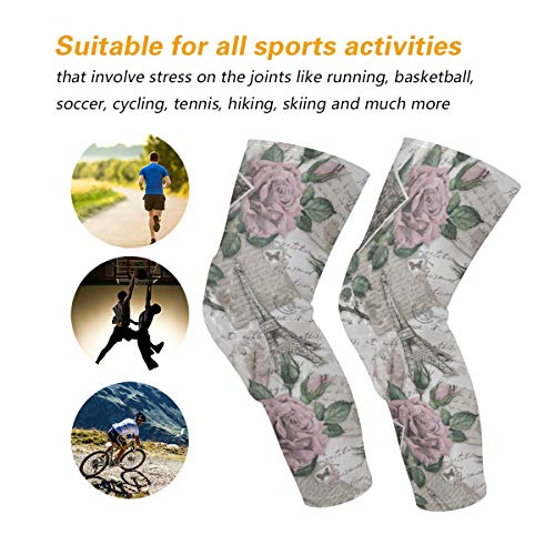 Knee Sleeve Rose Flowers Stamps Feathers Full Leg Brace Compressio...
