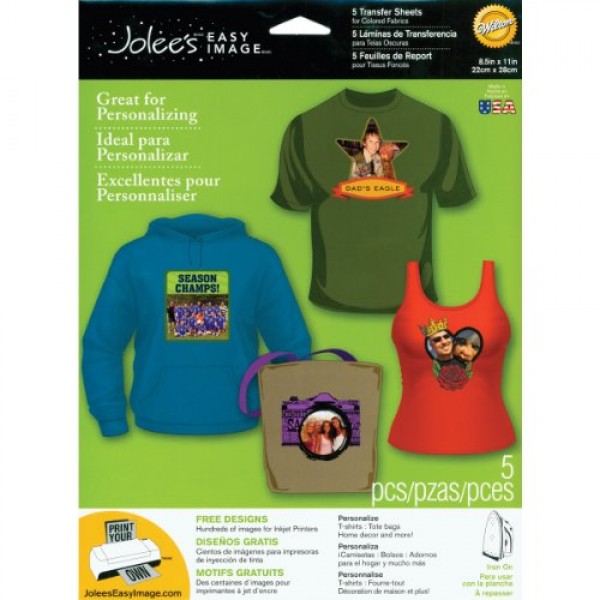 Jolees Boutique Easy Image Iron-on Transfer Paper, Colored Fabrics
