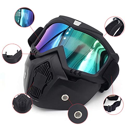 EKIND Tactical Mask, Retro Motorcycle Goggles with Removable Face ...