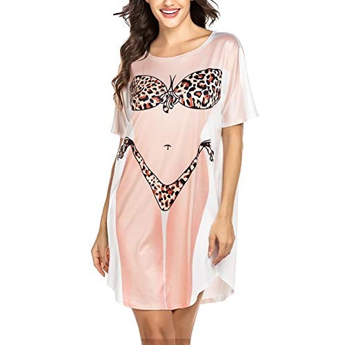 Ekouaer Bikini Body Cover Up T Shirt for Women Baggy Tshirt Dress ...