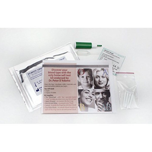 Eldoncard Blood Type Test Complete Kit - Air Sealed Envelope, Sa...