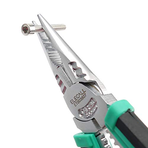 Long Needle Nose Pliers Heavy Duty Linemans Pliers with Wire Stri...