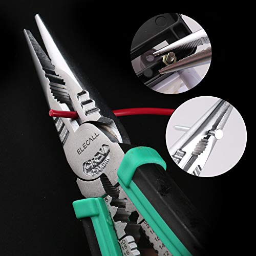 Long Needle Nose Pliers Heavy Duty Linemans Pliers with Wire Stri...