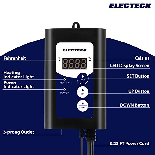 ELECTECK Heat Mat Thermostat, Digital Controller for Seed Germinat...