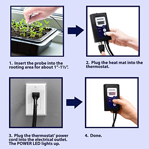 ELECTECK Heat Mat Thermostat, Digital Controller for Seed Germinat...