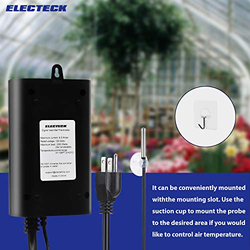 ELECTECK Heat Mat Thermostat, Digital Controller for Seed Germinat...
