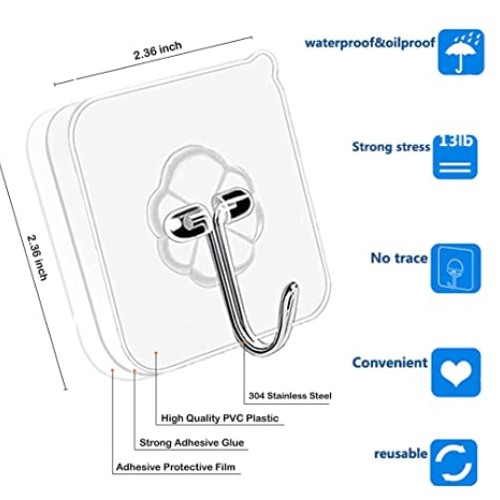 Elegana Adhesive Hooks Kitchen Wall Hooks - 24 Packs Heavy Duty 13...