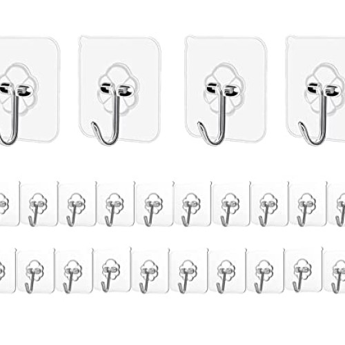 Elegana Adhesive Hooks Kitchen Wall Hooks - 24 Packs Heavy Duty 13...
