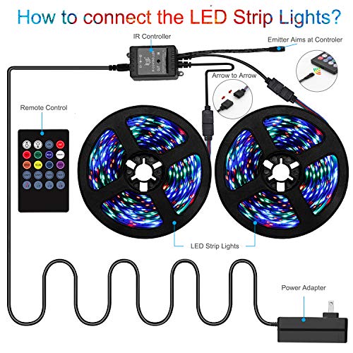 Elegant Life LED Strip Lights, Light Strip 32.8ft RGB SMD 3528 LED...